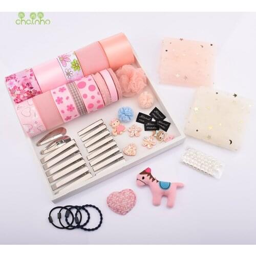 Chainho,Ribbon Grosgrain Set,Single Face Printed,Mixed Pink Color,DIY Handmade Hair Ornaments Accessories,RB073