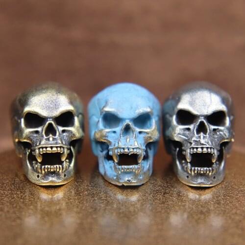 Cuspid Teeth Skull Head Brass Paracord Beads Lanyard Pendants DIY EDC Outdoor Tool Umbrella Rope Woven Knife Charms Accessories