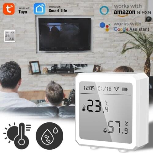 Tuya WIFI Temperature Humidity Sensor For Smart Home Remote Control With Display With Alarm FunctionSupport Alexa Google Home