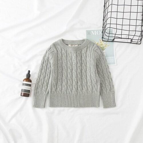 2020 Children Sweater New Autumn Winter Pullover Round Neck Bottoming Shirts Casual Twist Stripes Baby Boys Girls Cotton Sweater