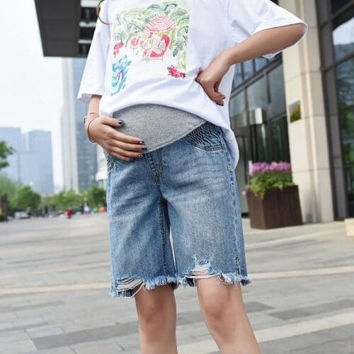 Pregnant womens denim shorts 2019 new summer Korean fashion tide mom loose slimming pregnant mother five pants