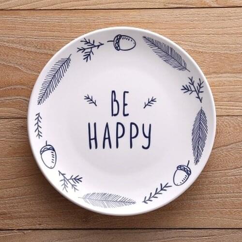 European Style 8*inch Dia Bone China Ceramic Rice Dishs Plant Pattern Porcelain Tableware Salad Sushi Cake dish free shipping