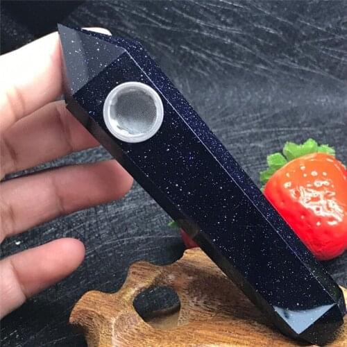 Blue goldstone sandstone point healing to smoke cigarette holder