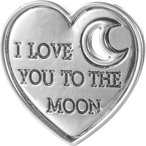 Ginger Snap button 18mm Heart&moon design antique silver color"love you to the moon" snap Charms fit snaps jewelry Vn-2076