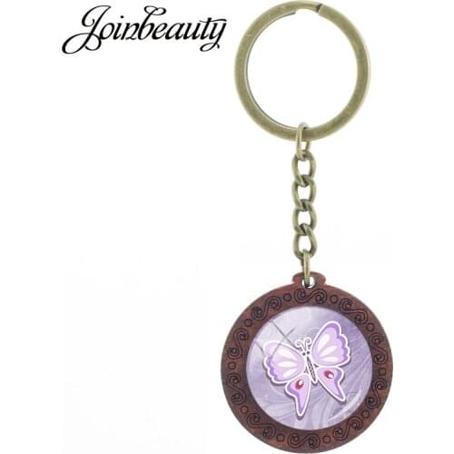 JOINBEAUTY Butterfly Vintage Wooden Keychain Keyring Car Key Chain Fashion Accessories for Men Women Christmas Gift NS405 6