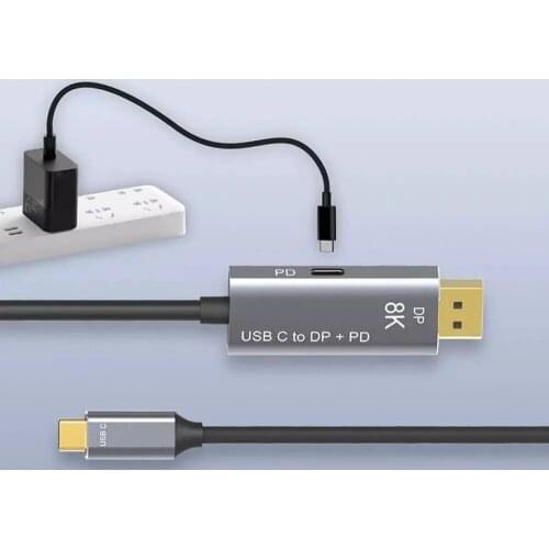 Type C to DP 1.4 Cable with PD 100W port 8K@60Hz 4K@144Hz HDR USB C to Displayport Adapter For MacBook Pro Projector 1M 2M 3M