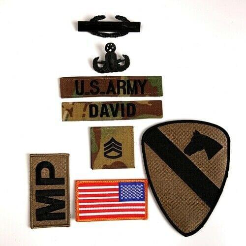 US ARMY 1ST CAVALRY DIVISION STAFF SERGEANT RANK INSIGNIA CP CAMO CAMOUFLAGE PATCH FULL SET