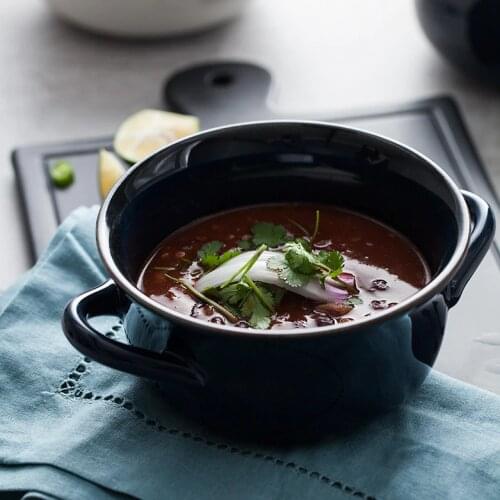 Ceramic Baking Bowl Soup Bowl Creative Ear Bowl Anti-scalding Hand-soaked Noodle Bowl Breakfast Bowl Ceramic Baked Rice Bowl