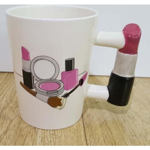 Creative Ceramic Makeup Artist Office Tea Cup Mug Coffee Addict Mugs Lipstick Lover Novelty Milk Juice Cup Gift For Girlfriend