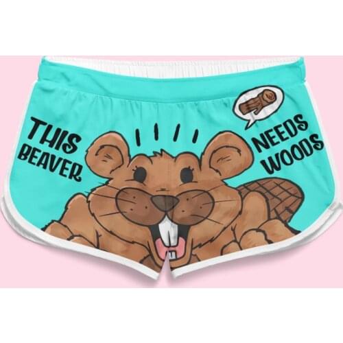 PLstar Cosmos Summer Casual Shorts This Beaver Needs Woods 3D Printed Trousers Girl For Women Shorts Beach Shorts