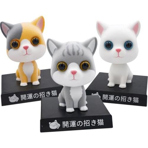 Cute Cat Shaking Head Doll Cell Phone Holder Car Interior Ornament Desktop Decor DIY Art Craft Toy Gift