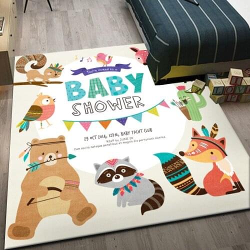 Cartoon Zoo Animal Printing Living Room Carpet Flannel Anti-slip Boys Play Mat Floor Area Rug Home Decor Corridor Bedroom Rug