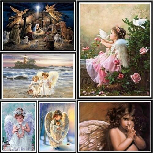 5D DIY Cartoon Angel Diamond Painting Art Mural Full Square/Round Drill Embroidery Cross Stitch Kit Rhinestone Mosaic Home Decor