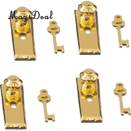 Set of 4 Dolls House Miniature Door Lock with Keys for 1/12 Dollhouse Furniture DIY Accessories Children Toys