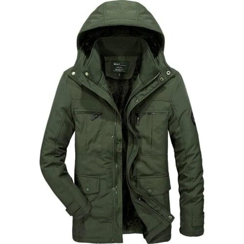 New Winter Jacket Men Thick Warm Mens Parkas Wool Liner Windbreaker Hooded Coat Male Outwear Multi-pocket Jackets Size L-5XL