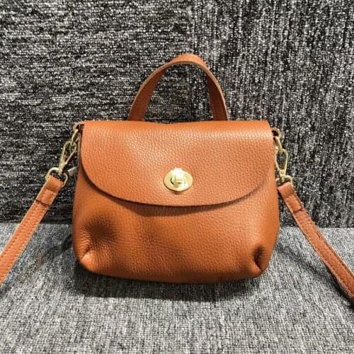 2021 Summer New Soft Cowhide Mini Messenger Bag Designer Mobile Phone Wallet Retro Lock Shoulder Crossbody Sac For Women