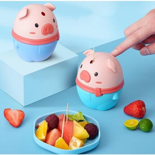 New Small Pig Toothpick Container Automatic Toothpick Dispenser Toothpick Holder Storage Box Desk Decoration Kitchen Accessories