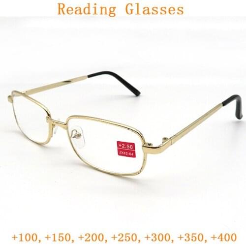 Unisex Cheap Metal Reading Glasses Magnifier Women Men Rectangle Alloy Presbyopia Eyeglasses Gold Hyperopia Spectacles +1.0~+4.0