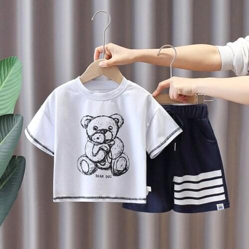 Baby Boy Clothes 6 to 9 Months Infant Clothing New Fashion Cartoon Bear T-shirts Tops and Shorts Kids Bebes Jogging Suit Outfits