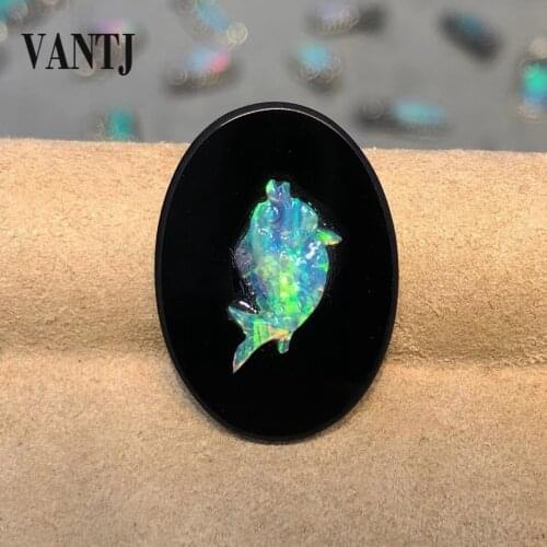VANTJ Real Natural Opal Loose Gemstone Black Agate Fish Origin in Australia DIY Jewelry Women Party Gift Wholesale