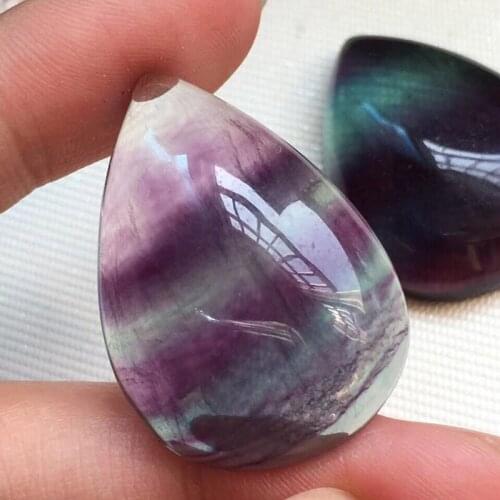 Wholesale Colorful Fluorite Natural Stone Pendants Water Drop Pendant Necklace Lucky for Women Men Rope Chain Crystal Jewelry