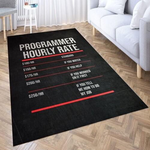 Programmer Hourly Rate Carpet for Living Room 3D Anime Cartoon Rug Gamer Teen Room Bedside Lounge Rug Kids Children Floor Mats