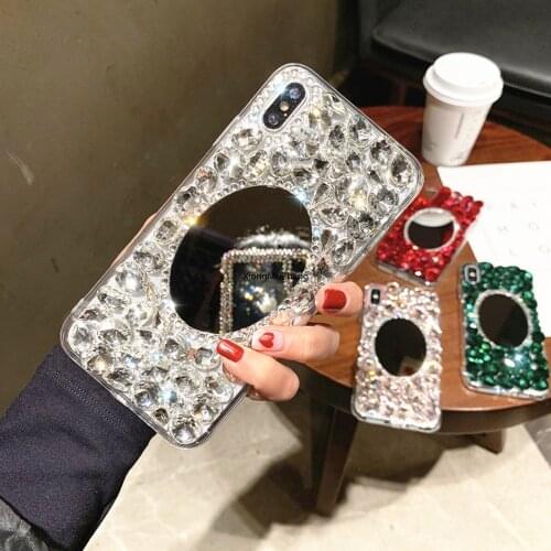 Luxury Crystal Gem Rhinestone Mirror Diamond Case for Samsung A10 A20 A30 A40 A50 A60 A70 A80 A90 A81 A91 Soft Shockproof Cover