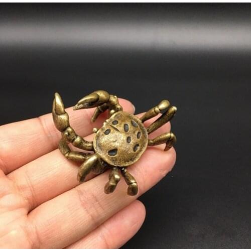 Collectable Chinese Brass Carved Animal Crab Eight Party Money Exquisite Small Statues