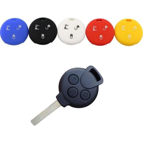 3 Buttons Silicone Car Key Cover Fob Case For Mercedes Benz Smart City Roadster Fortwo Key Holder Cover Car Styling