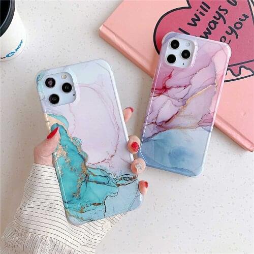 For iPhone 12 Pro Marble Oil Painting Phone Case For iPhone 11 Pro Max 7 8 Plus XS XR SE 2020 12 Mini Silicone Shockproof Cover