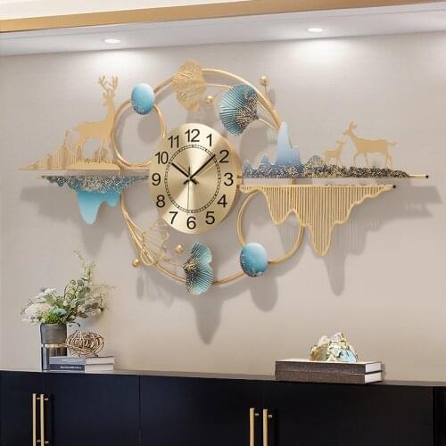 Modern Wrought Iron Landscape Butterfly Deer Wall Clocks Home Livingroom Wall Mural Decoration Hotel Store Wall Sticker Crafts