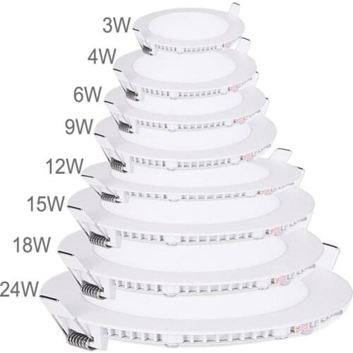 LED Panel Ceiling Lights Round Flat Ultra Thin AC110V 220V LED Light Downlight Lamp 3w 6w 9w 12w 15w For Home Decoration