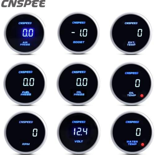 Cnspeed 2" 52mm Car Digital Turbo Boost Gauge Tachometer Rpm Gauge Water Oil Temperature Oil Pressure Meter With Sensor