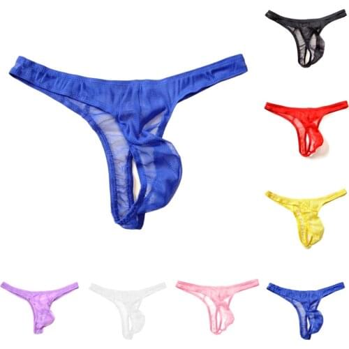 Mens Sexy Seamless Breathable Bulge Pouch Underwear Low Rise G-String T-Back Briefs Transparent Perspective Male Underwear New