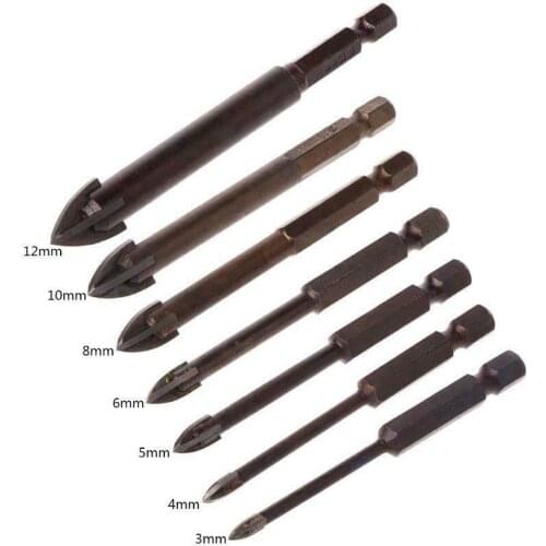 3/4/5/6/8/10/12mm Carbide Point Spear Head Drill Bit With 4 Cutting Edge For Ceramics Tiles Stone Wood Plastic Concrete Wall