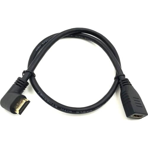 HDMI 2.0 Extension Cable 90 Degree,Gold Plated High Speed Left Angle HDMI Male to Female Extension Cable 60Hz, 4K 2K (F/M Left)