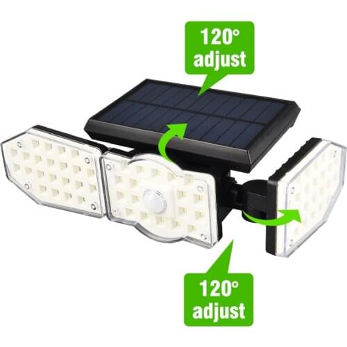 Outdoor Three-head Wall Lamp Solar LED Light Motion Sensor Wall Lights 62SMD IP65 Waterproof Dual Light Head Patio Garage Cocina