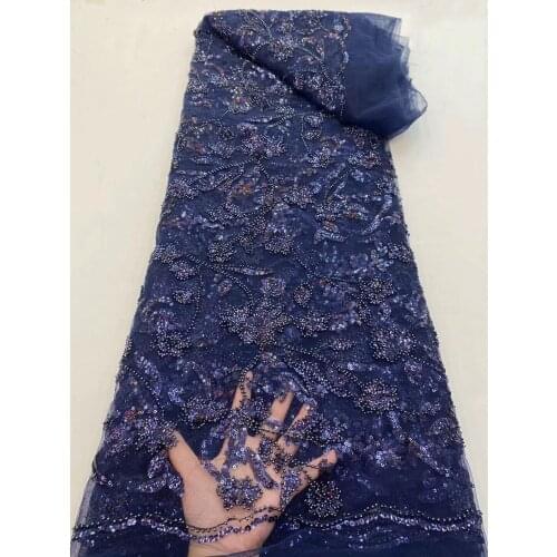 Nigerian Wedding Tulle Lace High Quality L-468689 African French Net Mesh Fabric with Sequin Fabircs