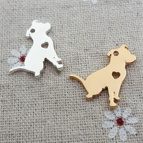 High Quality 20 Pieces/Lot 16*21MM Gold and Silver Color The bull mastif dog Charms Animal charms For Jewelry Making