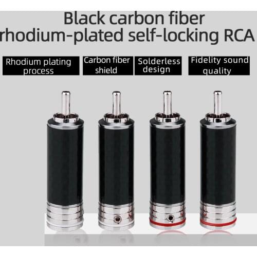 YYAUDIO CF-102(R) Rhodium Plated RCA Plug Carbon Fiber for interconnects Cable HiFi Connector x4