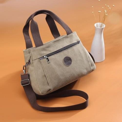Retro Casual Womens Canvas Ladies Hand-picked Shoulder Messenger Bag Womens Large-capacity Multi-compartment Canvas Bag