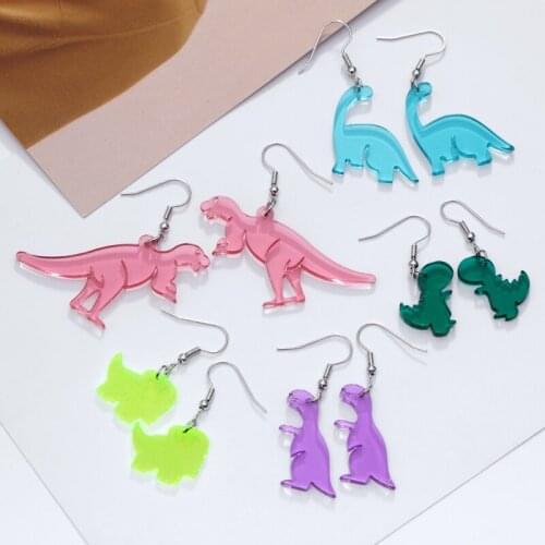ZOSHI Cute Acrylic Little Dinosaur Earrings for Girls Women Fashion Animal Pendant Dangle Earrings Children Birthday Gift