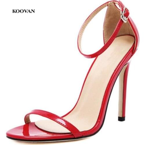 Koovan Women Summer Pumps 2018 New Classic Sexy Word Fish Mouth Sandals Heel-strap Shoes High-heeled Shoes Girls Large Size 43