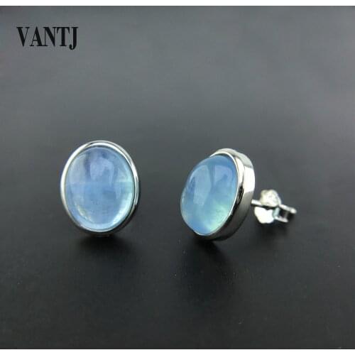 Real Natural Aquamarine Earrings 925 Sterling Silver Crystal Quartz Gemstone Oval 7*9 for Women Lady Party Wedding Jewelry Gift
