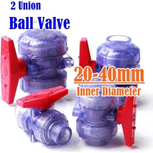 1pc Inner Diameter 20~40mm Hi-quality Transparent UPVC Globe Valve Aquarium Fish Tank Garden Irrigation Union Ball Valve