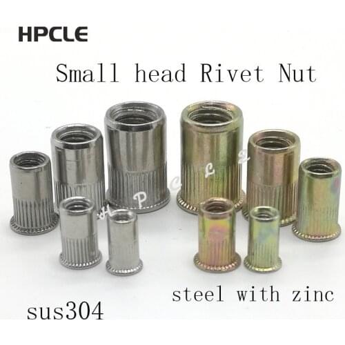 10-20Pcs M3 M4 M5 M6 M8 Small Head 304 Stainless Steel or Carbon steel Knurled Nuts Insert Rivnut Nutsert Rivet Cap Nut
