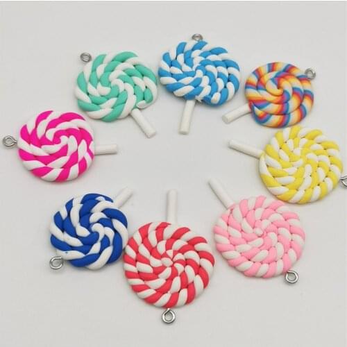 10Pcs Slime Charms Colorful Lollipop Soft Clay Plasticine Slime Accessories Beads Making Supplies For DIY Scrapbooking Crafts