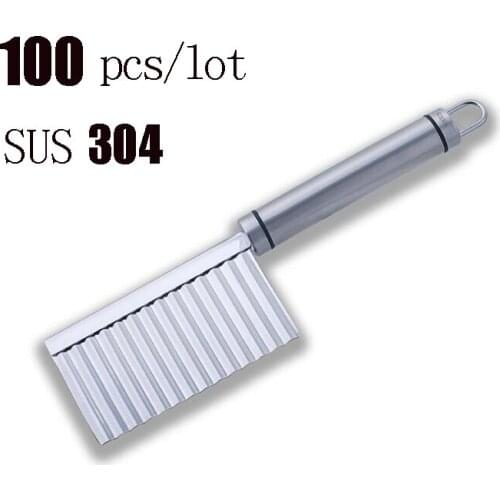 100 Pcs/lot SUS 304 Crinkle Cutter,Cutter Stainless Steel Potato Fries Cutter Wave Crinkle Cut Knife Carrot Slicer
