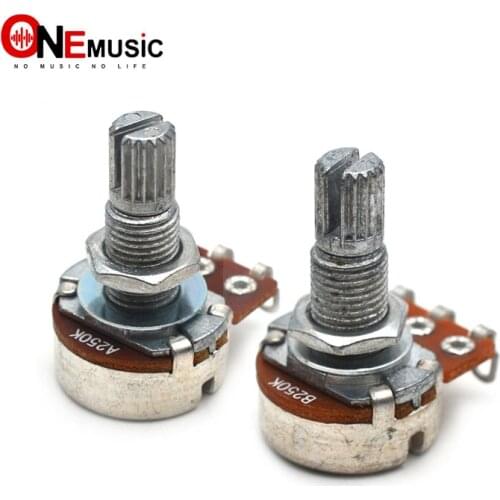 2pcs A250K B250K Short Split Shaft 15mm Guitar Pots Potentiometer For Guitar Bass Part Full Size