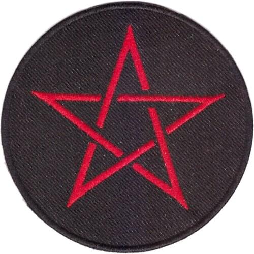 2019 RED PENTAGRAM EMBROIDERED PATCH Wicca Witchcraft DEVIL IRON-ON BLACK RED SATANIC